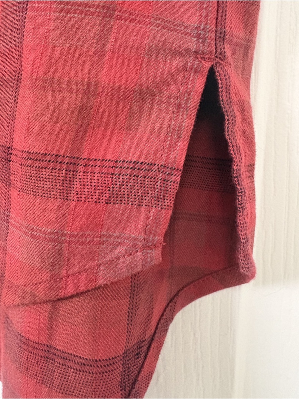 MINT Madewell Plaid Oversized Ex-Boyfriend Shirt - Red - Sz L - Picture 10 of 13